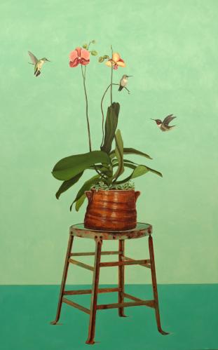 Orchid and Hummers by Rebecca Wetzel Wagstaff