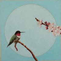 Hummer and Apricot Blossoms by Rebecca Wetzel Wagstaff