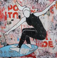 Red Grafitti Surfer by Jane Maxwell